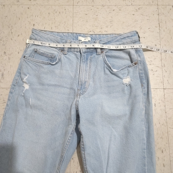 H&M | Light Blue Distressed Straight Leg Jeans - Picture 8 of 10